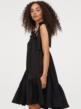 2/$30 H&M Bow-Detail Dress Black XS #A4002